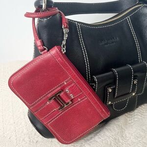 Fossil Red Leather Wristlet Clip In Pouch Bag Charm Minimalist